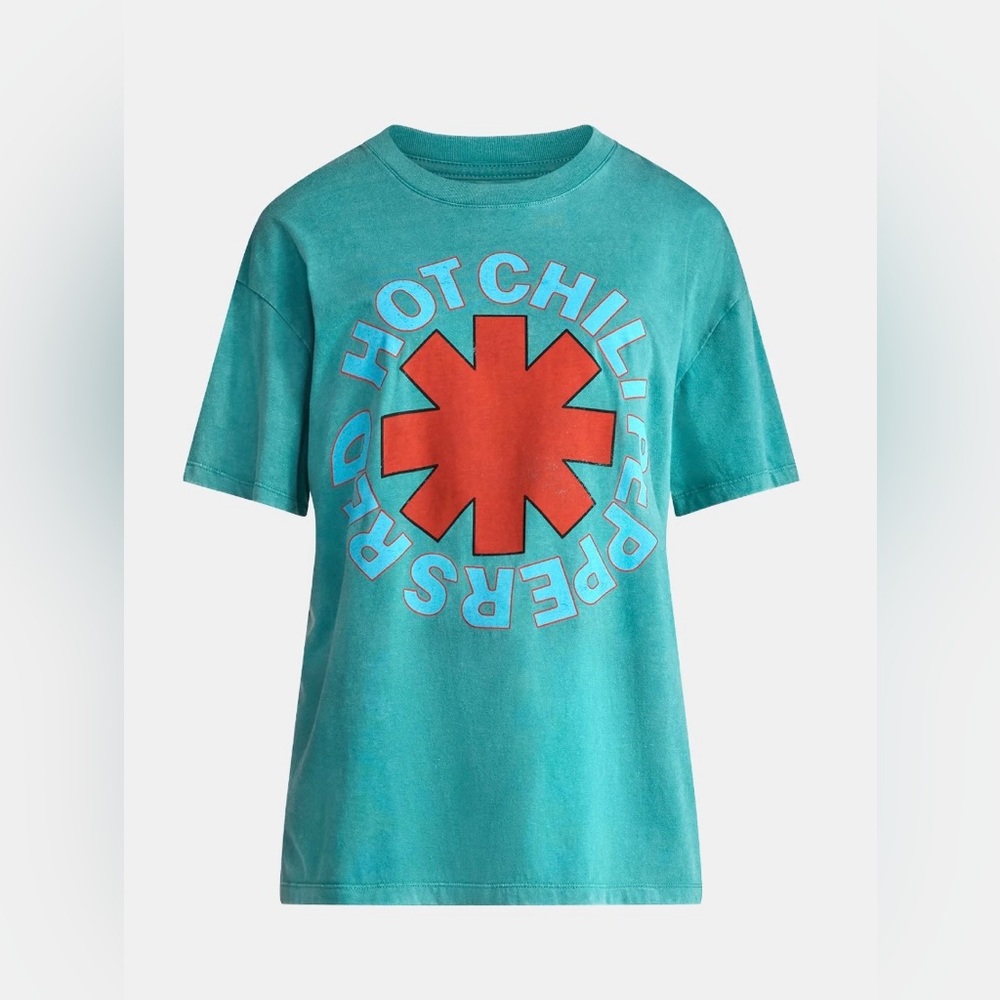 Red Hot Chili Peppers Women's Front Back Graphic Band Tee with Short Sleeves
